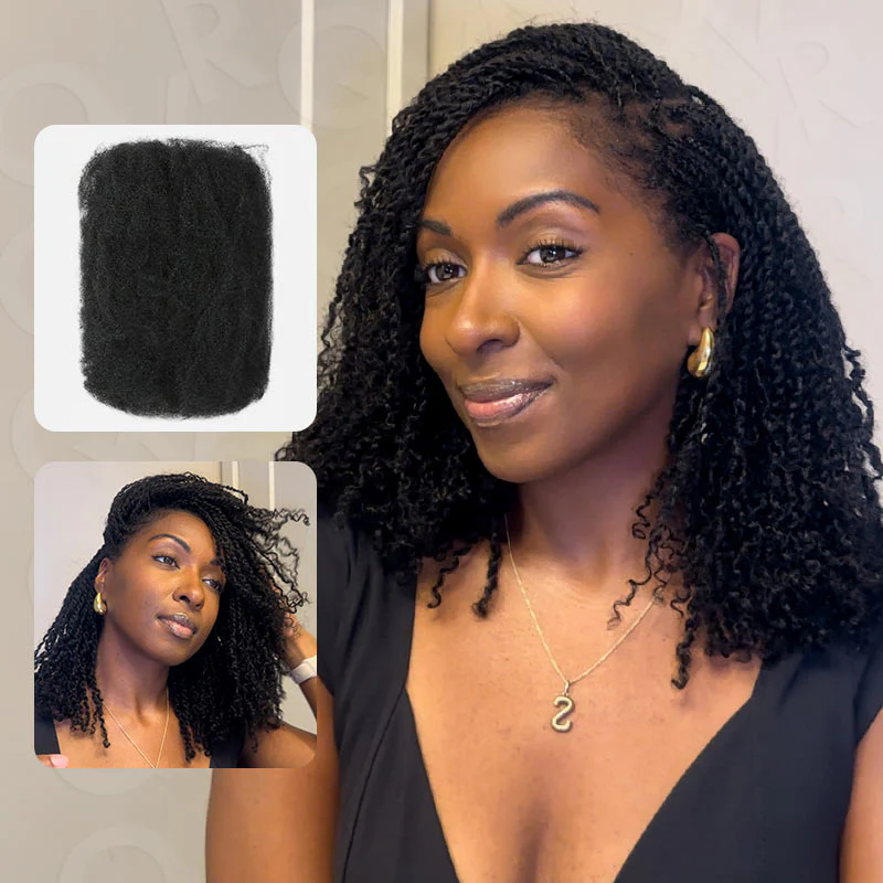 Sangtok Afro Kinkys Bulk Human Hair, 4c Curly Hair for Permanent Sister Locs/ Mini Twists/Braids/Repair Can Dye and Bleach
