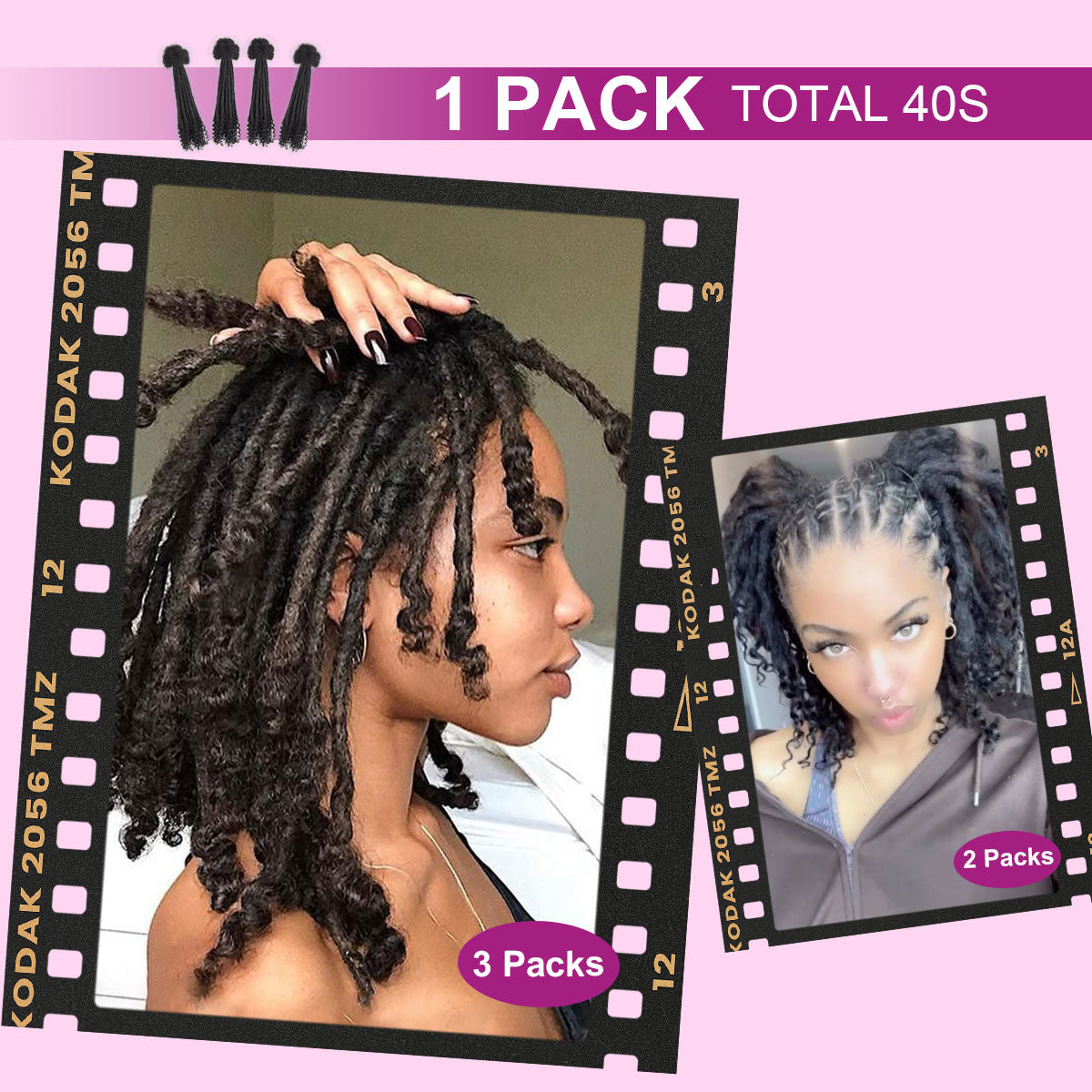 Sangtok 8 inch 40 Strands Loc Extensions Human Hair Curly Ends, 0.4cm Width Human Hair Loc Extensions 8-12 Inch