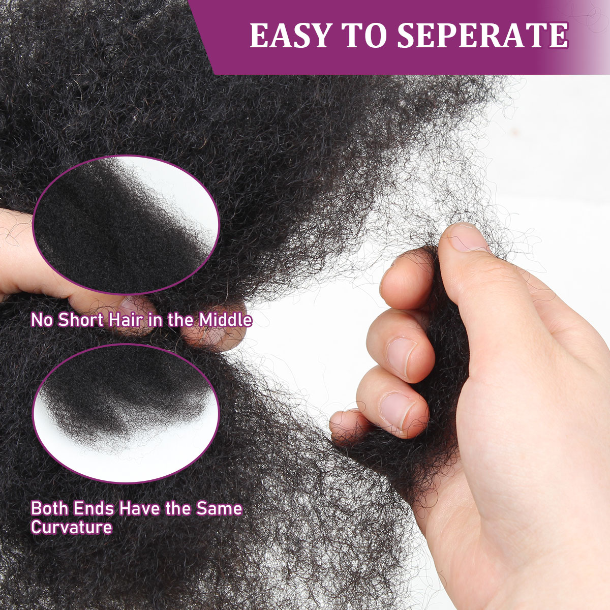 Sangtok Afro Kinkys Bulk Human Hair, 4c Curly Hair for Permanent Sister Locs/ Mini Twists/Braids/Repair Can Dye and Bleach Medium Brown