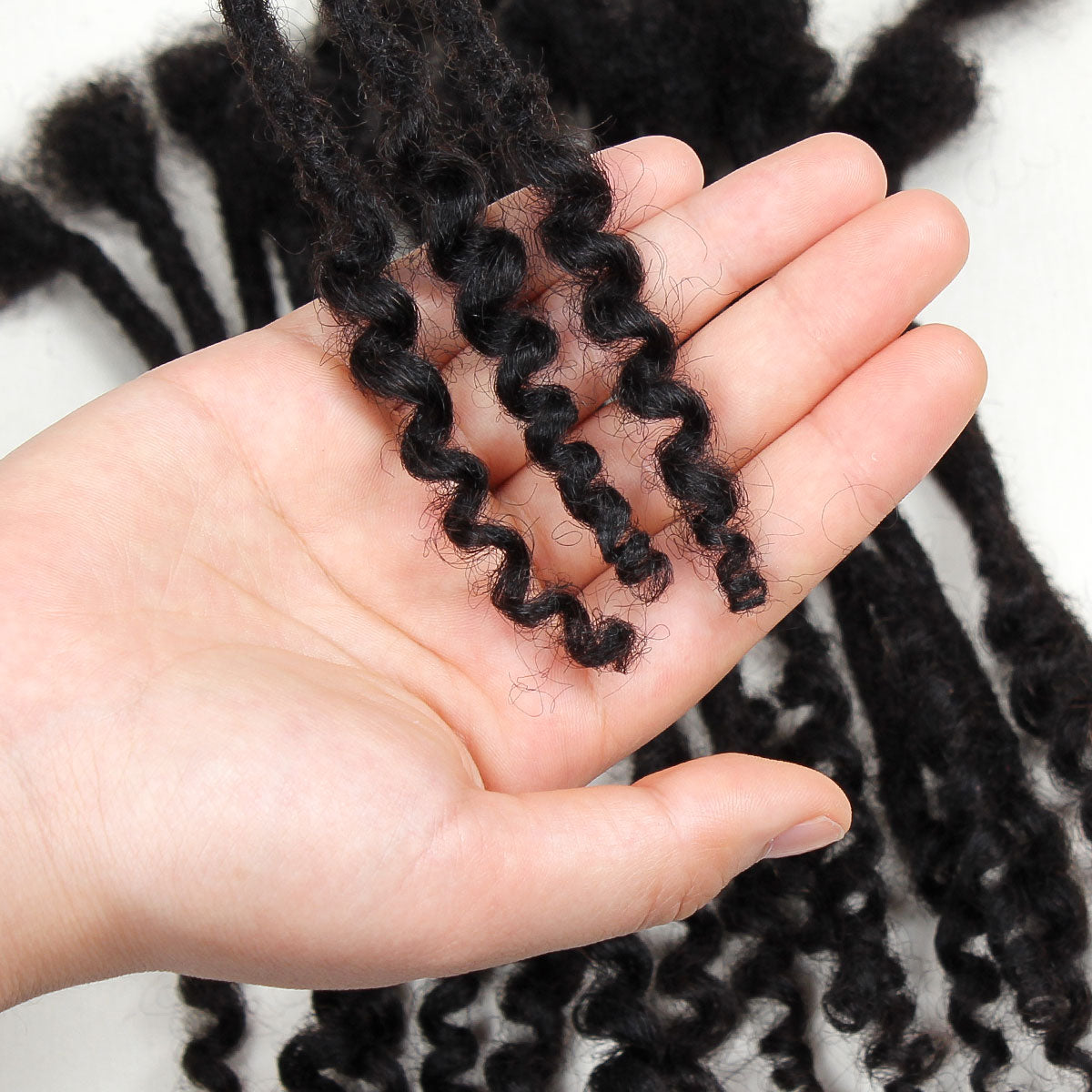 Sangtok 8 inch 40 Strands Loc Extensions Human Hair Curly Ends, 0.4cm Width Human Hair Loc Extensions 8-12 Inch