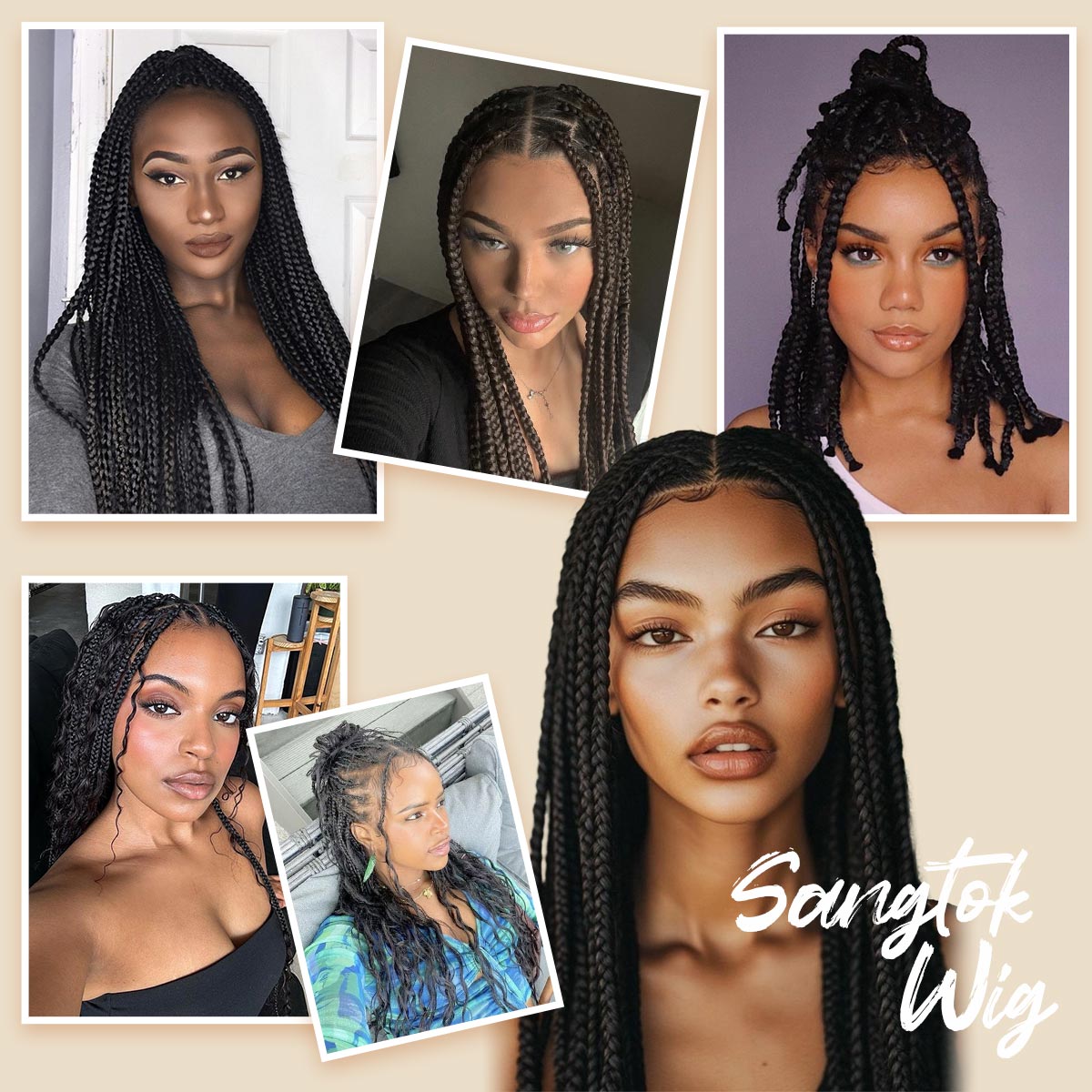 Sangtok 12inch Knotless Box Braid Wigs, 360 Single Full Lace Braided Wigs for Black Women, Synthetic Black Braided Lace Wig