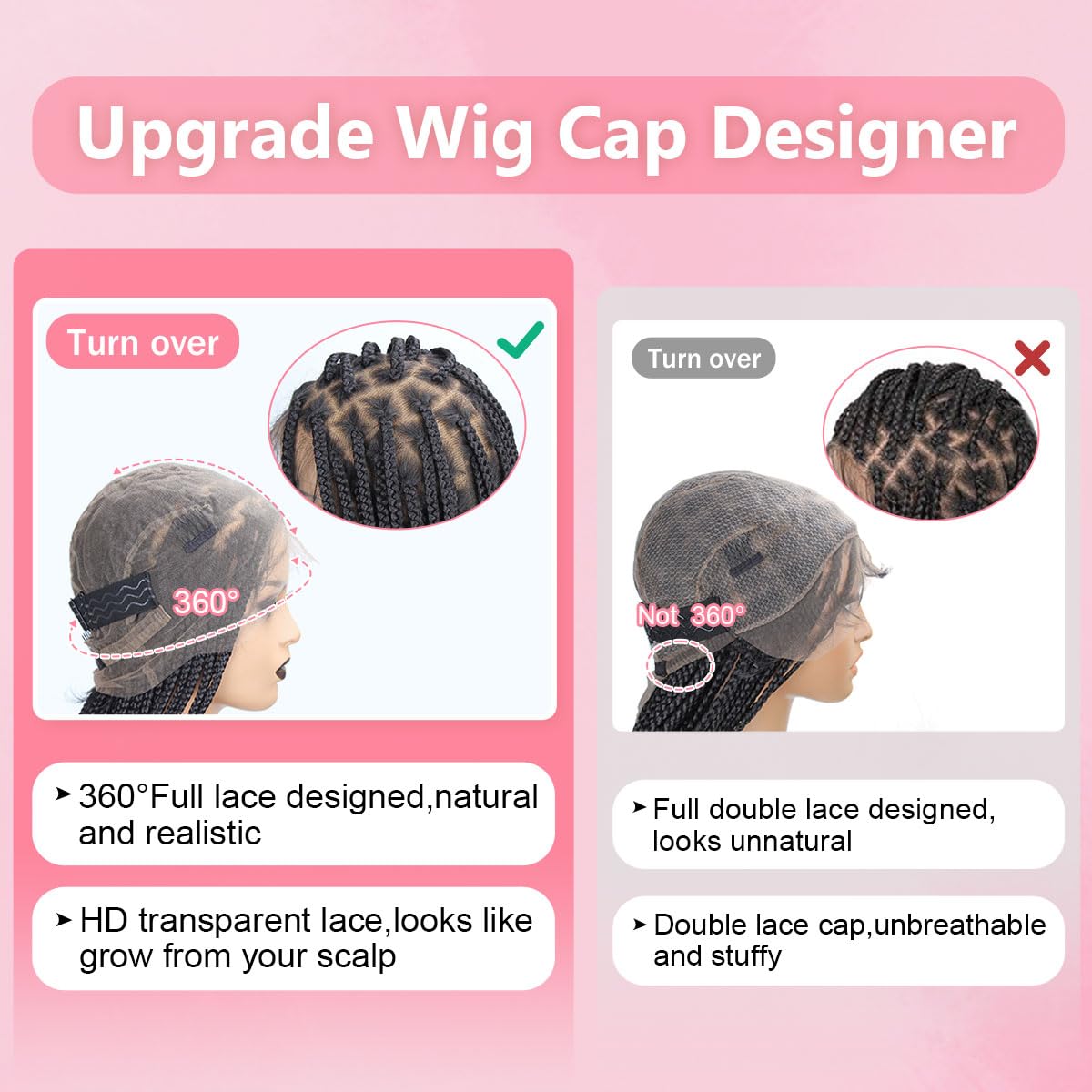 36 Inch Braided Wigs With Curly Ends, 360 Single Full Lace French Curl Braided Wigs for Black Women Knotless Box Braid Wig with Baby's Hair