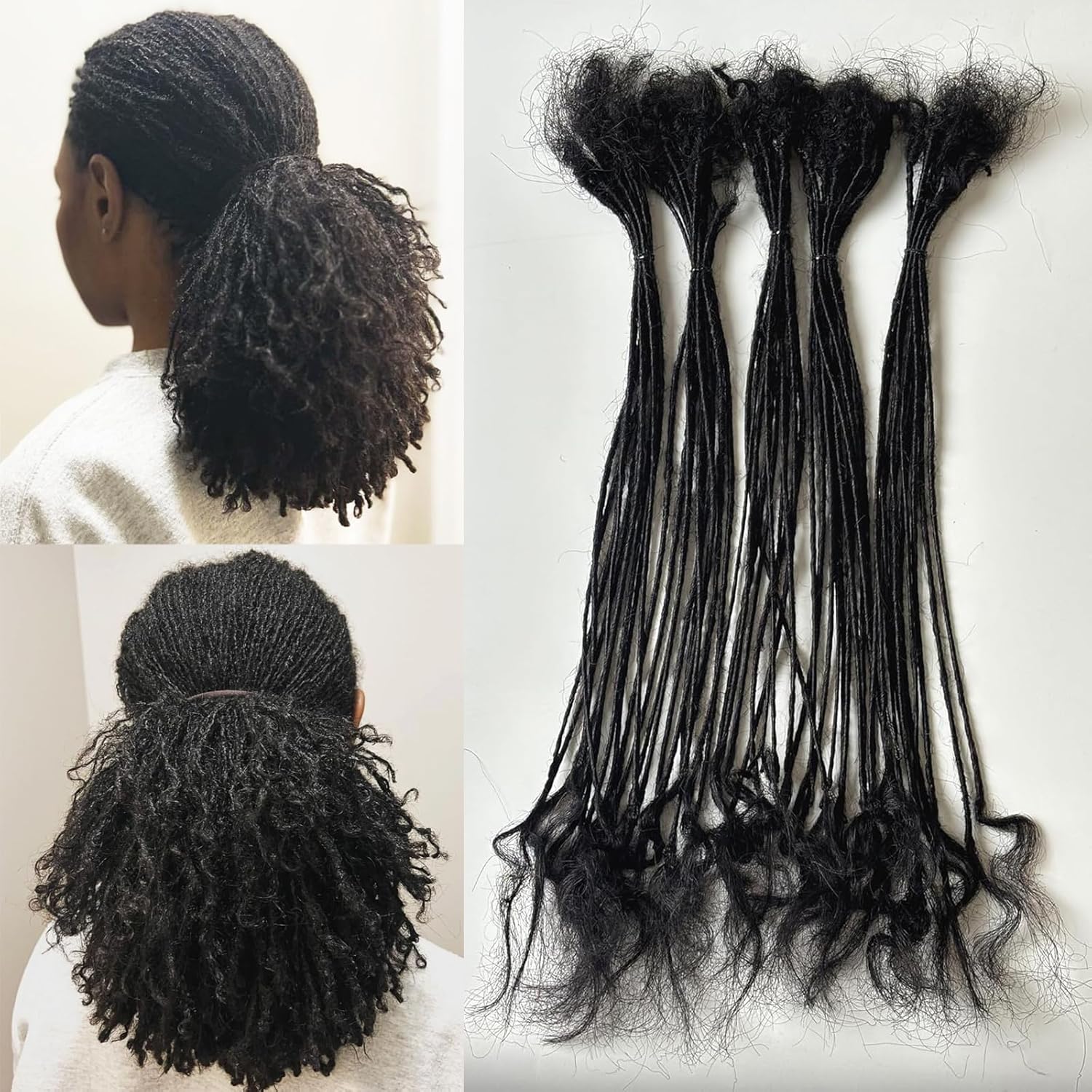 Sangtok Black Sister Loc Extensions Human Hair, 0.2 cm Width Human Hair Dreadlock Extensions 6-18 Inch