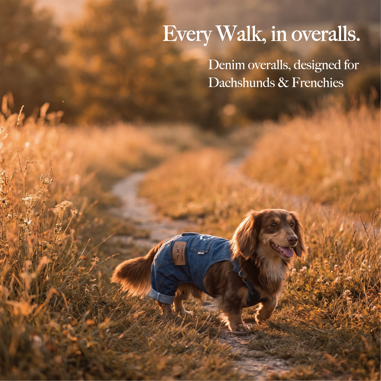 Denim Dog Overalls for Dachshund & French Bulldog | Repuuup Classic Jean Jumpsuit for Small Dogs （Especially for dachshund and french bull dogs)