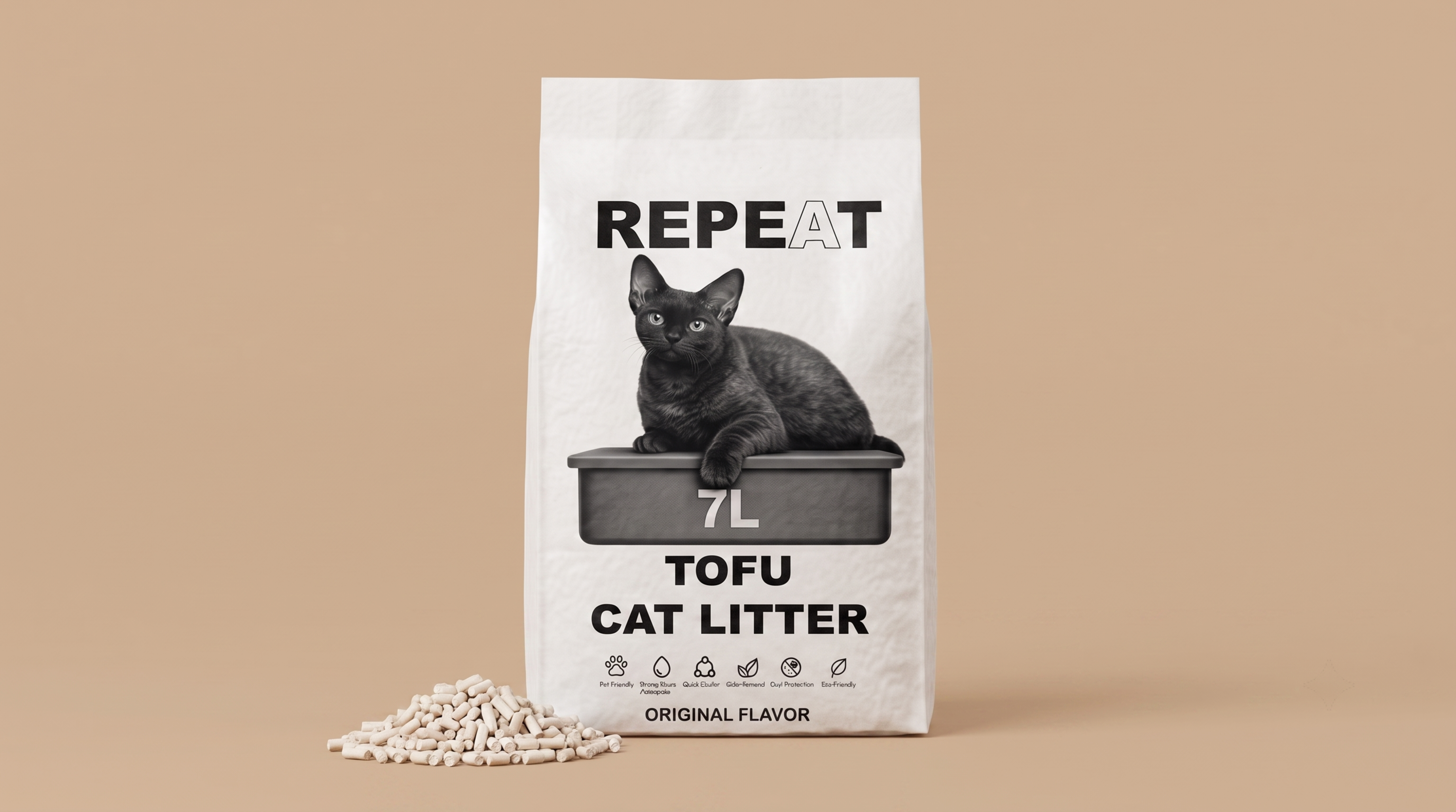 REPET high quality Natural Clumping Tofu Cat Litter 5.5LB – Flushable & Dust Free Cat Litter, Strong Odor Control, Eco-Friendly Pellets, Low Tracking, Original Flavor
