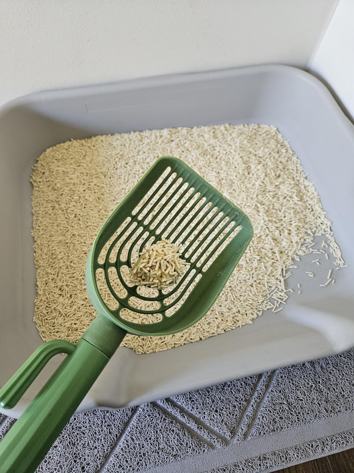 Scooping tofu litter