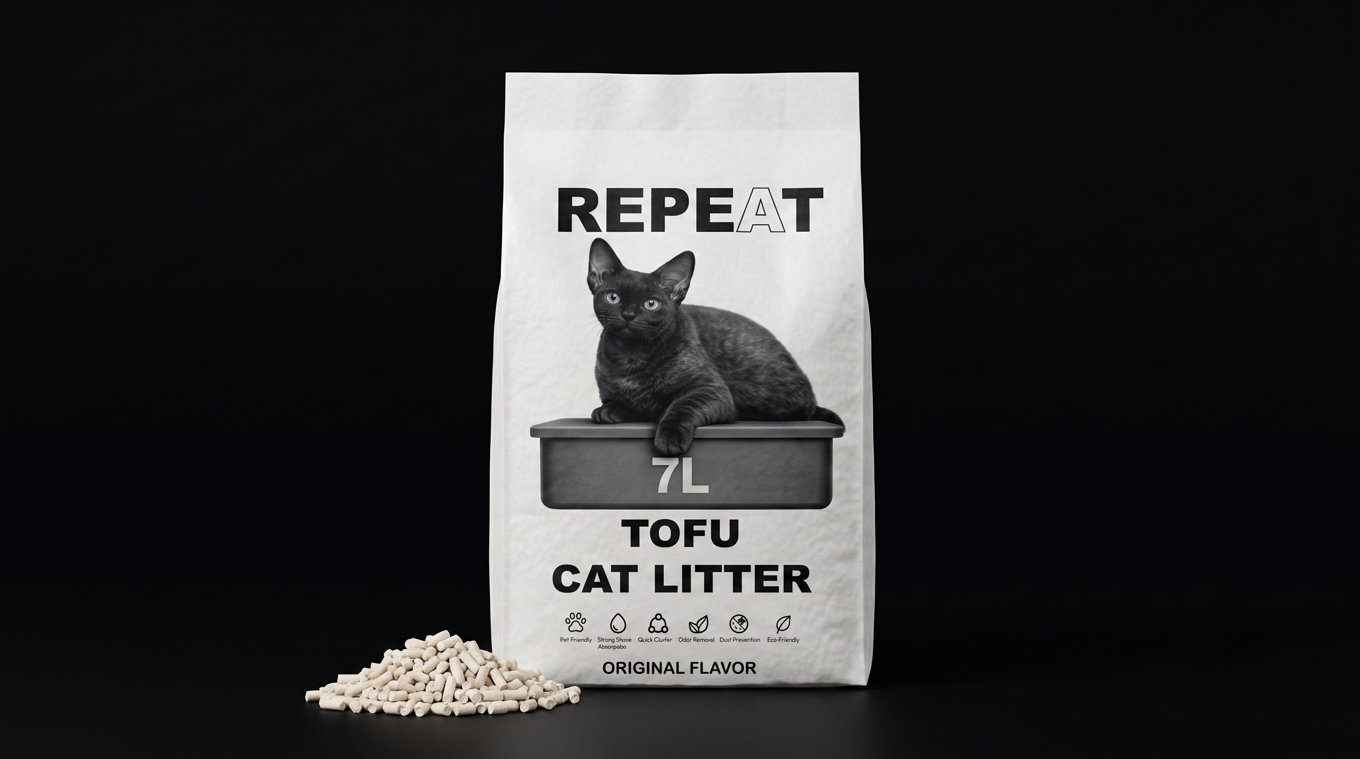 REPET high quality Natural Clumping Tofu Cat Litter 5.5LB – Flushable & Dust Free Cat Litter, Strong Odor Control, Eco-Friendly Pellets, Low Tracking, Original Flavor