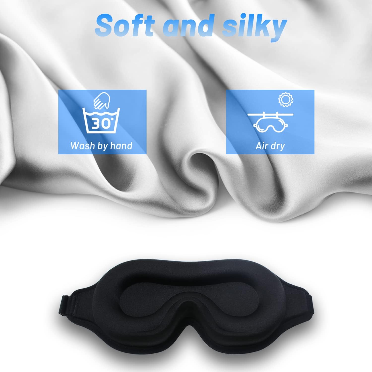 Sleep Eye Mask for Side Sleeper, Lash Extensions 3D Contoured Cup Sleeping Mask for Men Women, Travel Blackout Night Blindfold Eye Shade Cover with Adjustable Strap (Black-Side Sleeper)