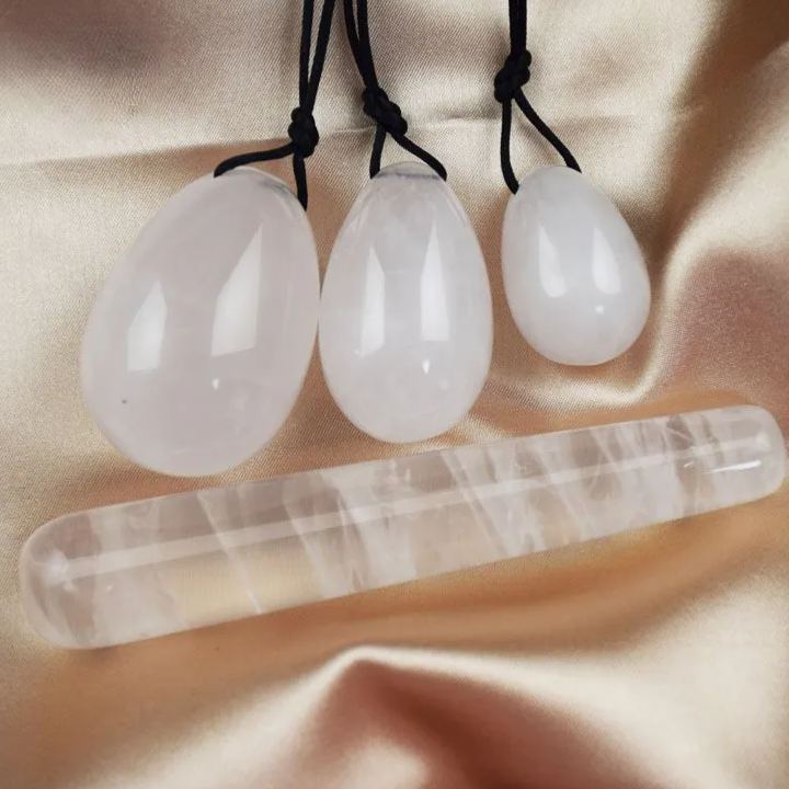 Natural White Crystal Wand and Healing Stones Kit