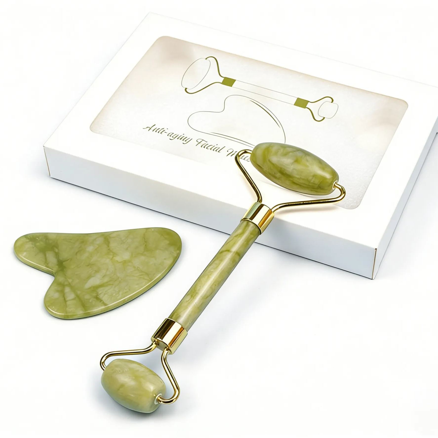 Jade Face Massage Roller & Gua Sha Scraping Massage Tool