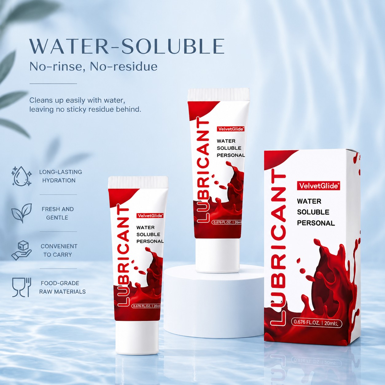 VelvetGlide Water Soluble Lubricant​ - 2 IN 1 BOX Travel Kit