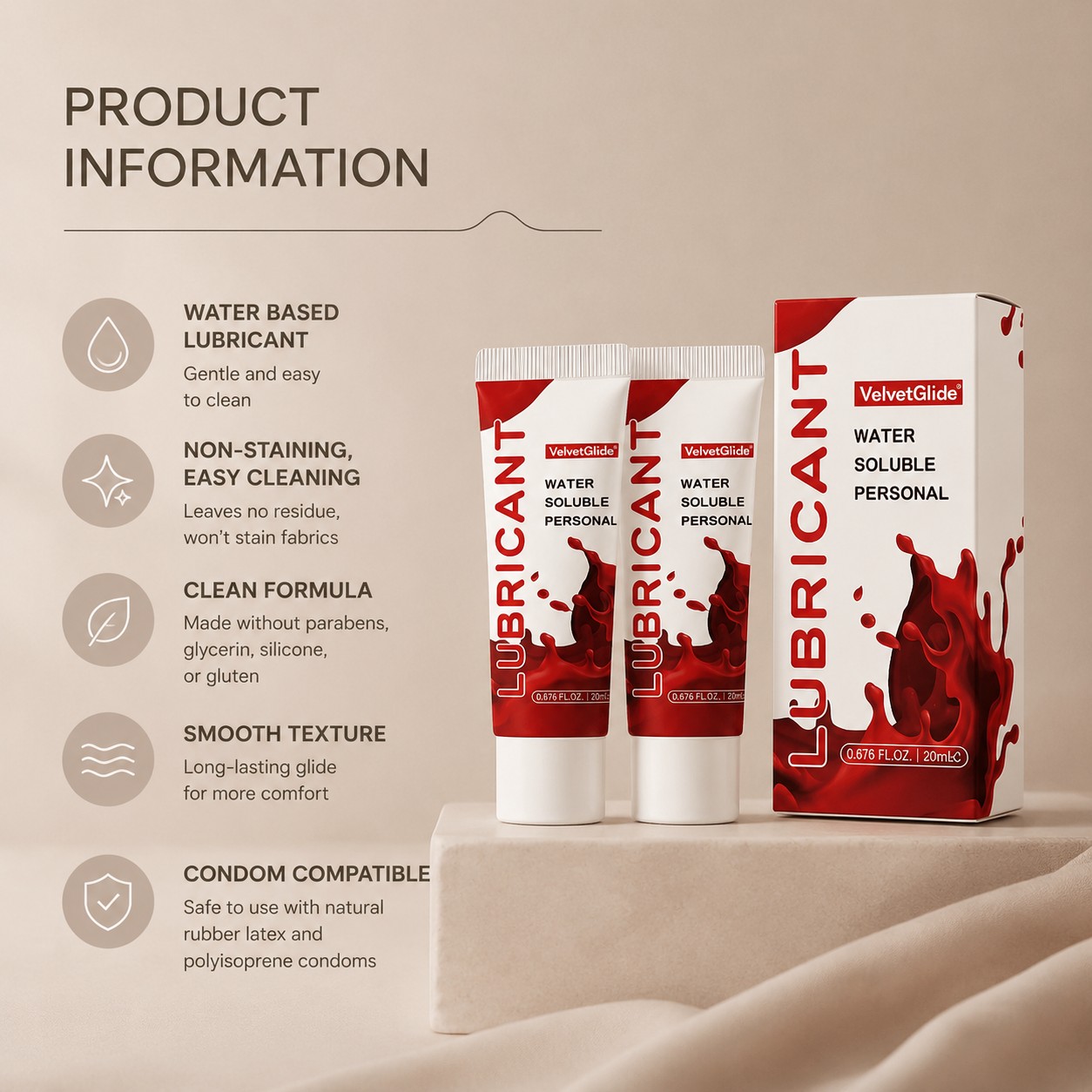 VelvetGlide Water Soluble Lubricant​ - 2 IN 1 BOX Travel Kit