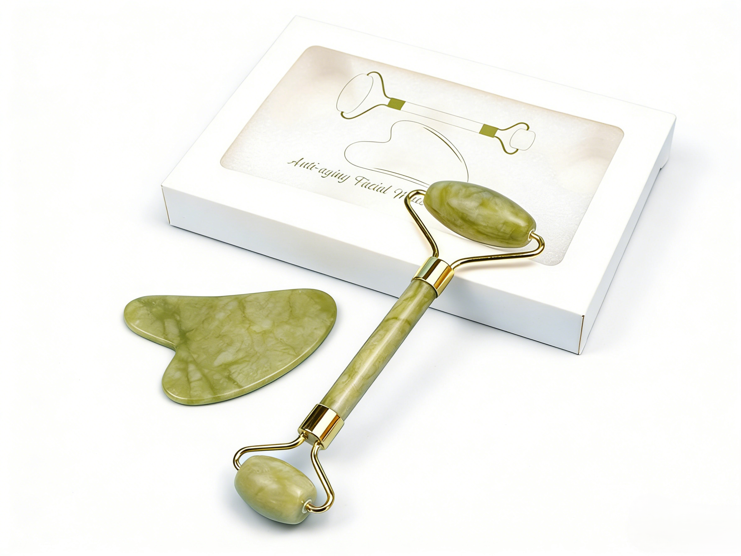 Jade Face Massage Roller & Gua Sha Scraping Massage Tool
