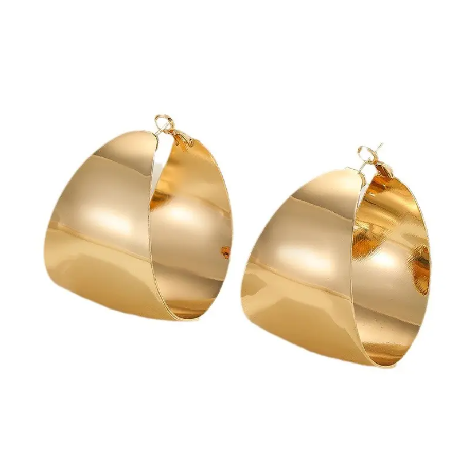 Punk Gold Metal Big Hoop Earrings for Women Geometric Chunky Exaggerated Jewelry