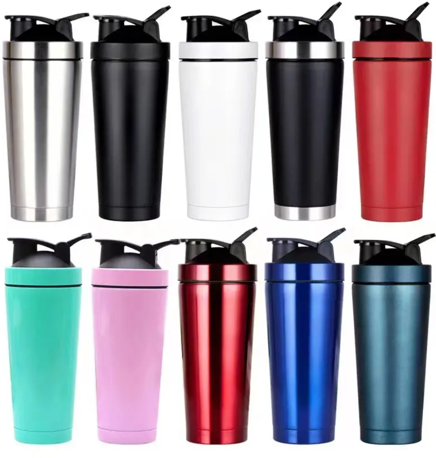 750ml Sport Double Wall Insulated Stainless Steel Protein Shaker Bottle Cup Gym Wholesale with Shake Ball