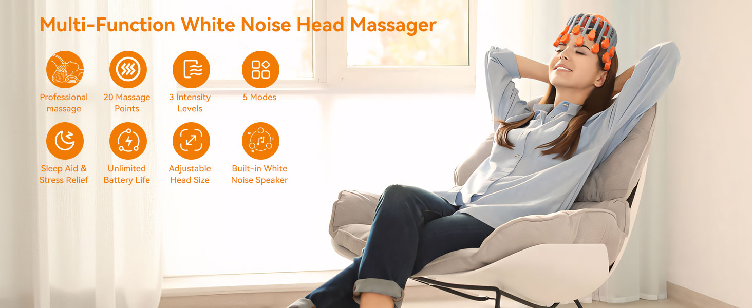 Head Massager Scalp Massager Electric Scalp Massager with 20 Independent Massage Nodes, 5 Modes,