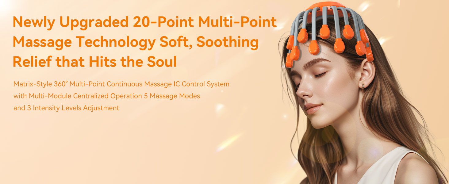 Head Massager Scalp Massager Electric Scalp Massager with 20 Independent Massage Nodes, 5 Modes,
