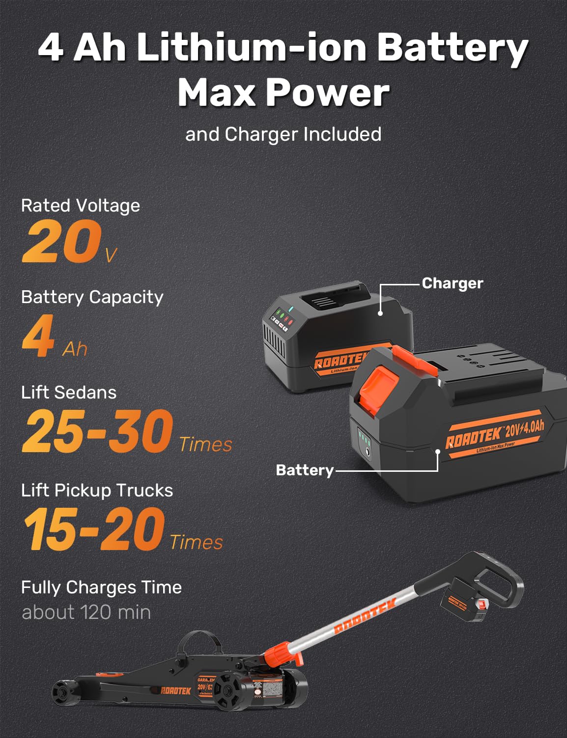 3 Ton Electric Floor Jack, Low Profile Aluminum and Steel Jack for Quickly Car Lift, Hydraulic Service Jack, 6000 lbs Capacity. Lifting Range 3-3/4" to 20"