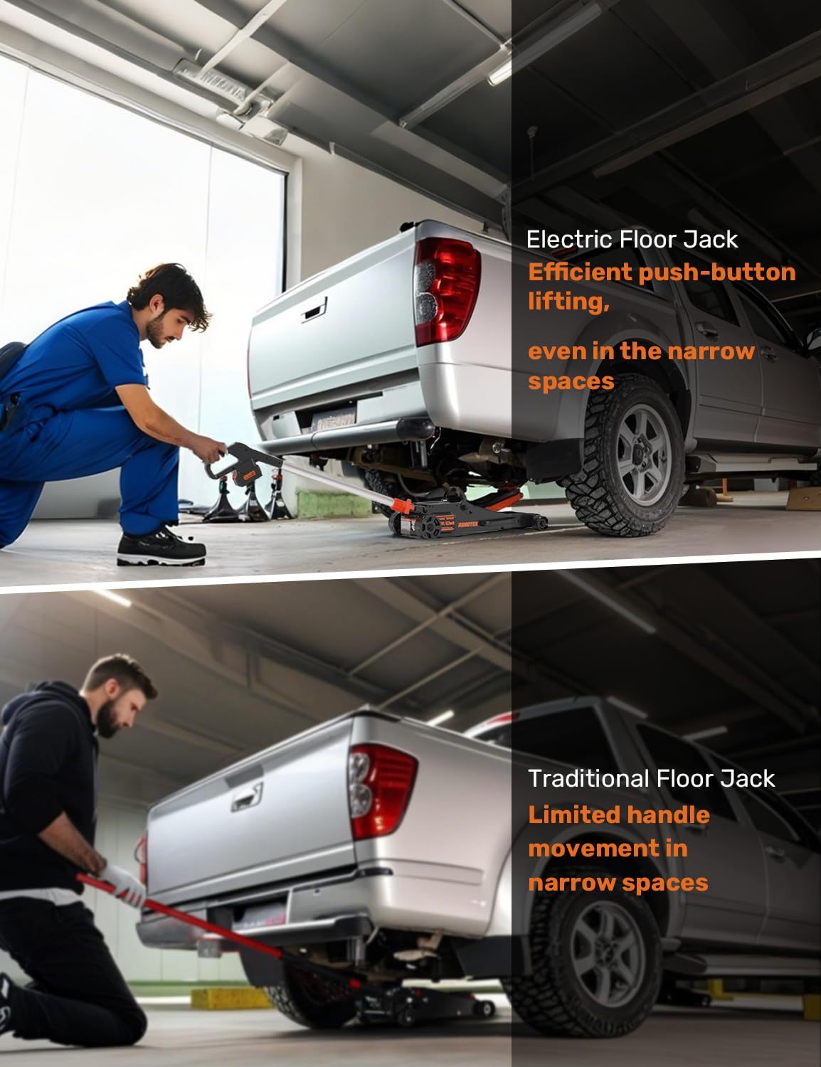 3 Ton Electric Floor Jack, Low Profile Aluminum and Steel Jack for Quickly Car Lift, Hydraulic Service Jack, 6000 lbs Capacity. Lifting Range 3-3/4" to 20"