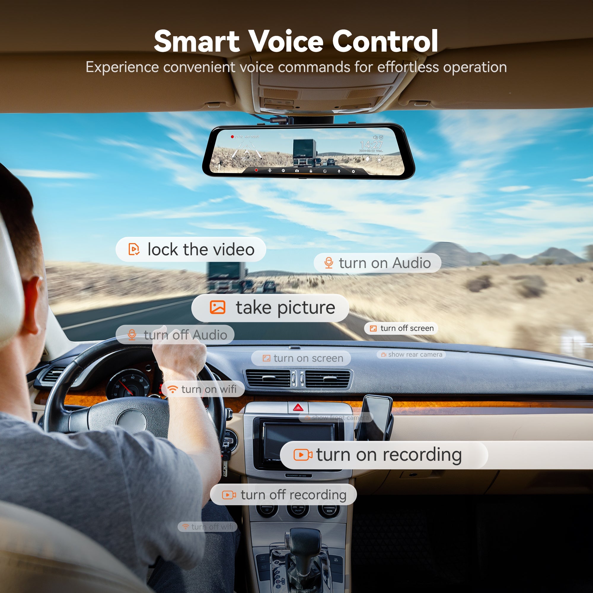 WOLFBOX G850Pro 4K Wifi ADAS Front and Rear Mirror Dash Cam camera WOLFBOX