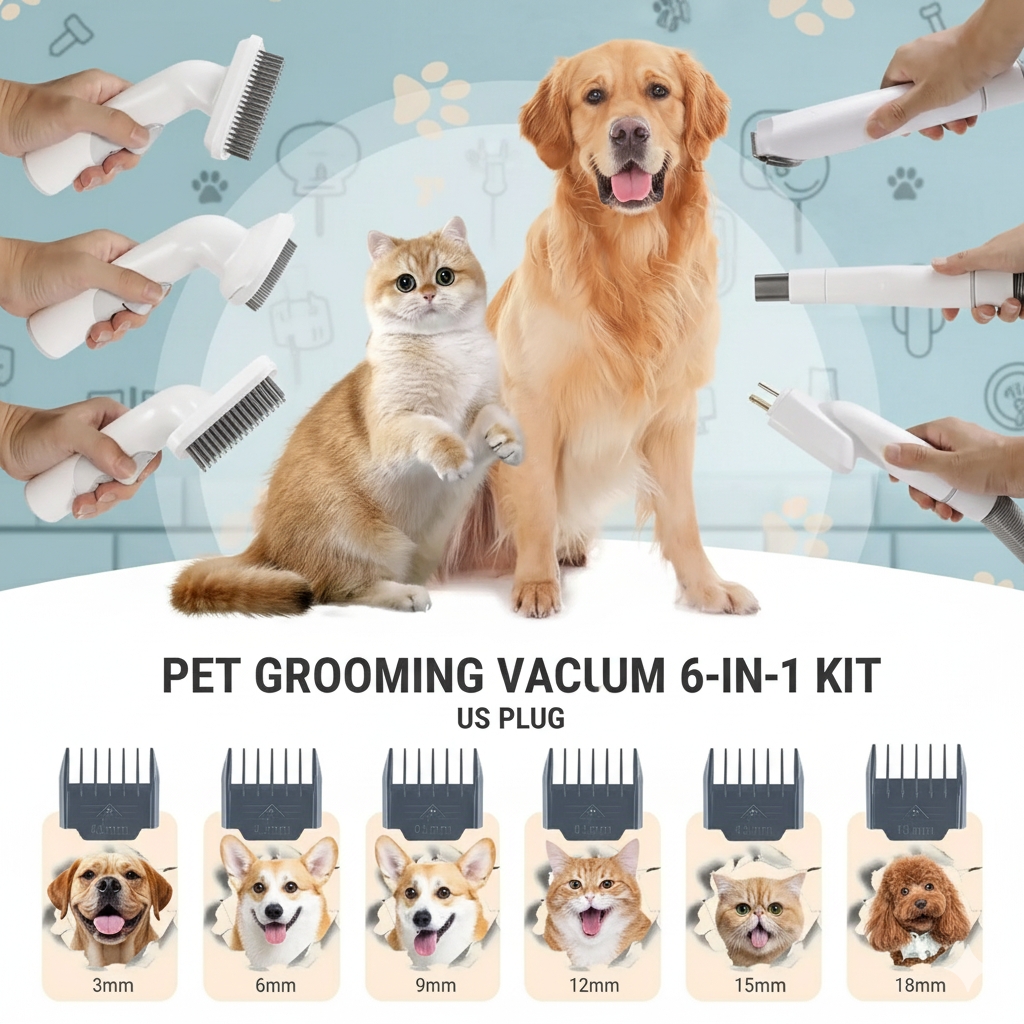 Pet Grooming Vacuum 6-in-1 Kit US plug
