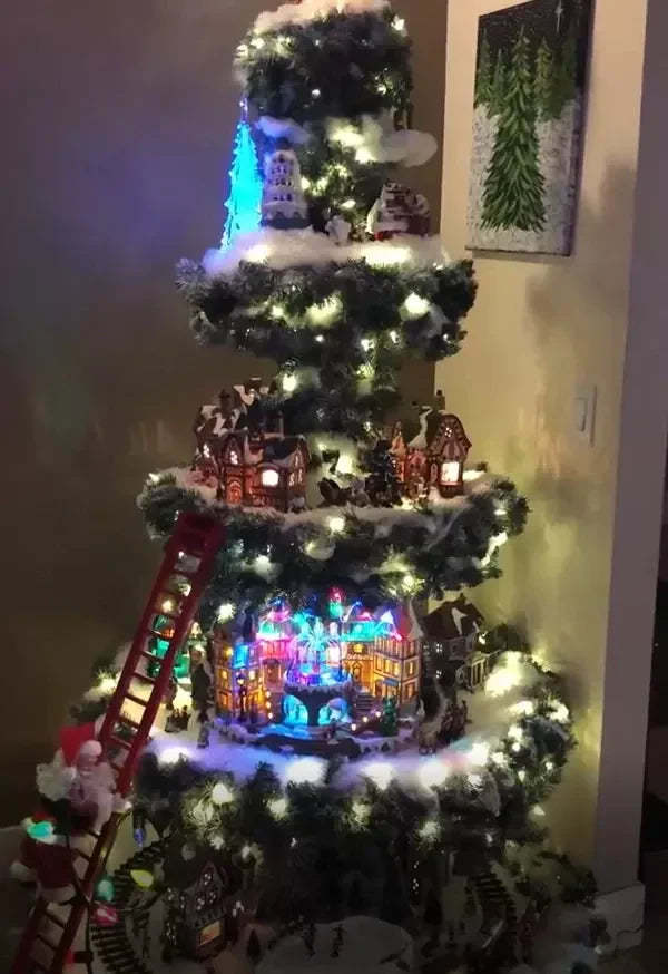 🎅Ferris Wheel Christmas Tree (With A Train, A Ferris Wheel, A Brightly Lit House And A Santa)🎄