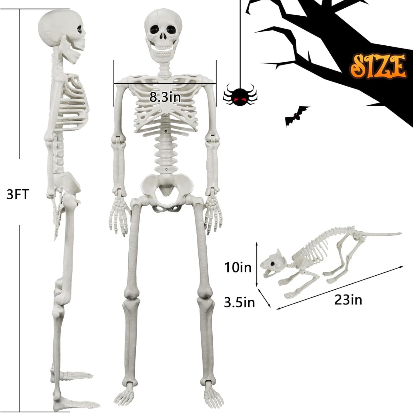 🔥 🔥💀 36 Inch Lighted Human & Dog Skeleton Halloween Decorations Outdoor/Indoor