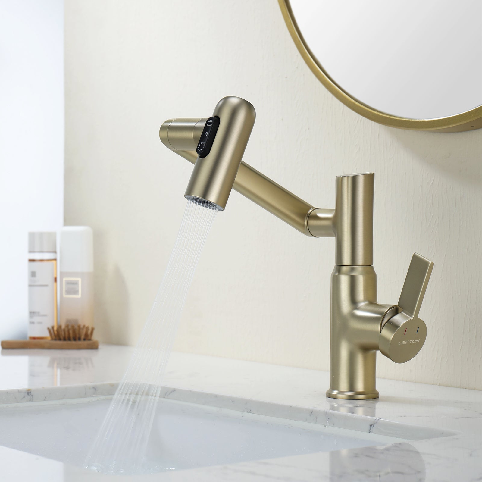 Lefton Single - Hole Rotatable Faucet with Temperature Display - BF2204 - Bathroom Faucets - Lefton Home