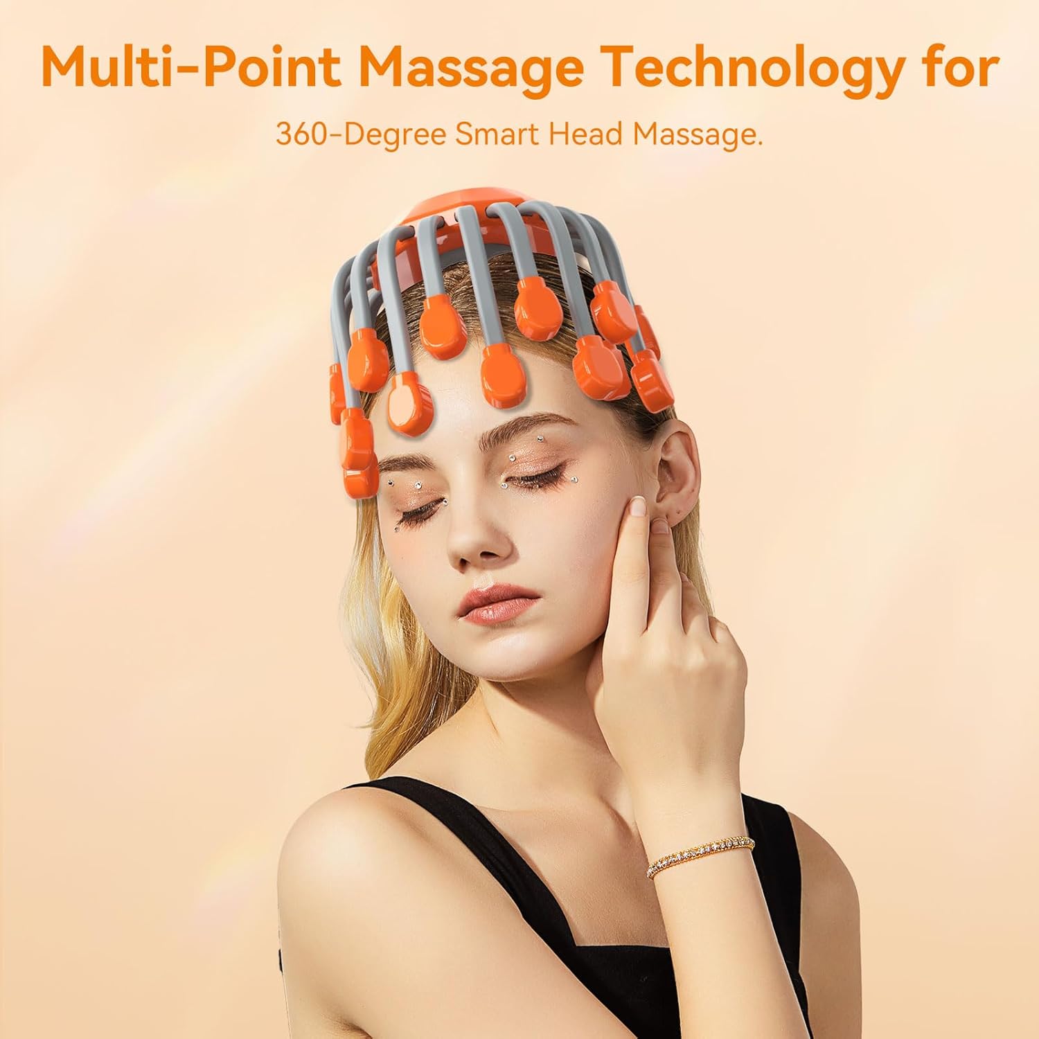 🎉Last Day 60% OFF⏰️Electric Scalp Massager/Head Massager Scalp + 20 Independent Massage Nodes +5 Modes+ 360° Adjustable Head Massager