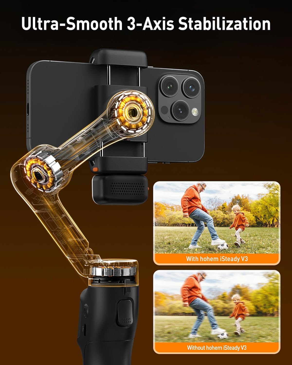 🎉Last Day 60% OFF⏰️- iSteady V3 Gimbal Stabilizer for iPhone, 3-Axis Phone Gimbal, Magnetic AI Tracker, Built-in Extendable Rod & Tripod, Detachable Remote Control, Stabilizer for Travel, Vlog, TikTok, Black
