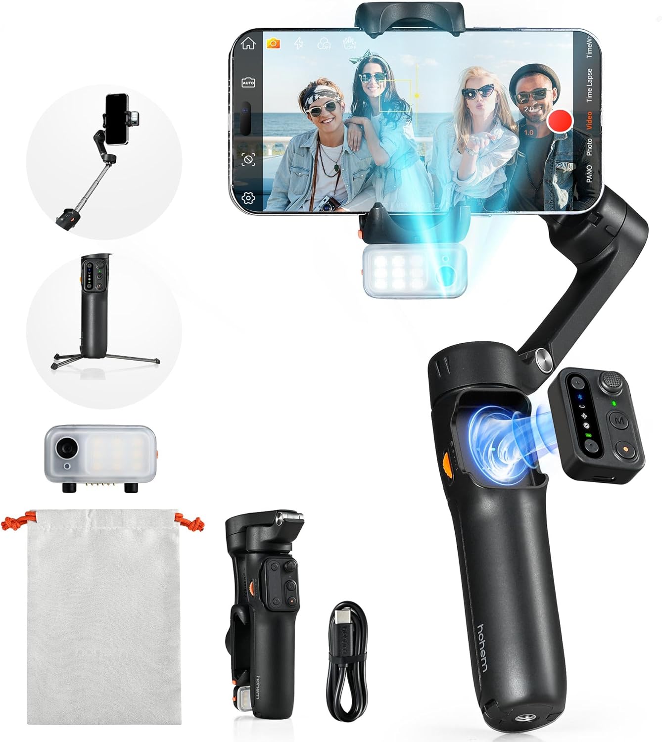 🎉Last Day 60% OFF⏰️- iSteady V3 Gimbal Stabilizer for iPhone, 3-Axis Phone Gimbal, Magnetic AI Tracker, Built-in Extendable Rod & Tripod, Detachable Remote Control, Stabilizer for Travel, Vlog, TikTok, Black
