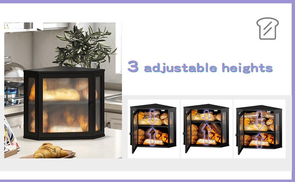 adjustable heights bread box