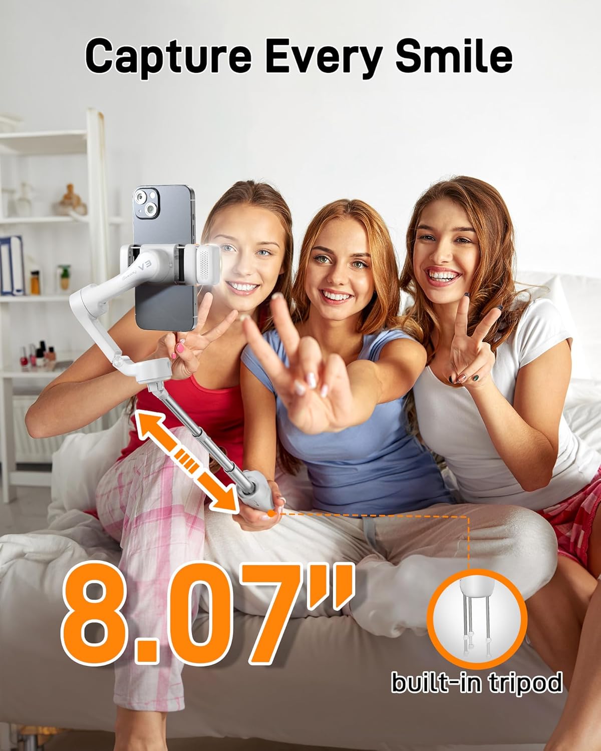 🎉Last Day 60% OFF⏰️- iSteady V3 Gimbal Stabilizer for iPhone, 3-Axis Phone Gimbal, Magnetic AI Tracker, Built-in Extendable Rod & Tripod, Detachable Remote Control, Stabilizer for Travel, Vlog, TikTok, Black