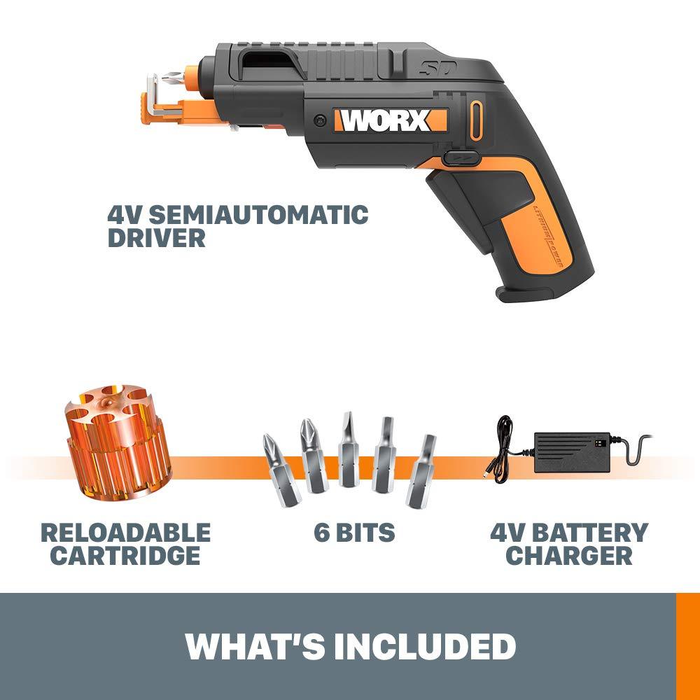 Worx 4V Electric Screwdriver, Rechargeable Cordless Power Screwdriver Set with 6 Bits, Screw Holder, Charger - WX255L