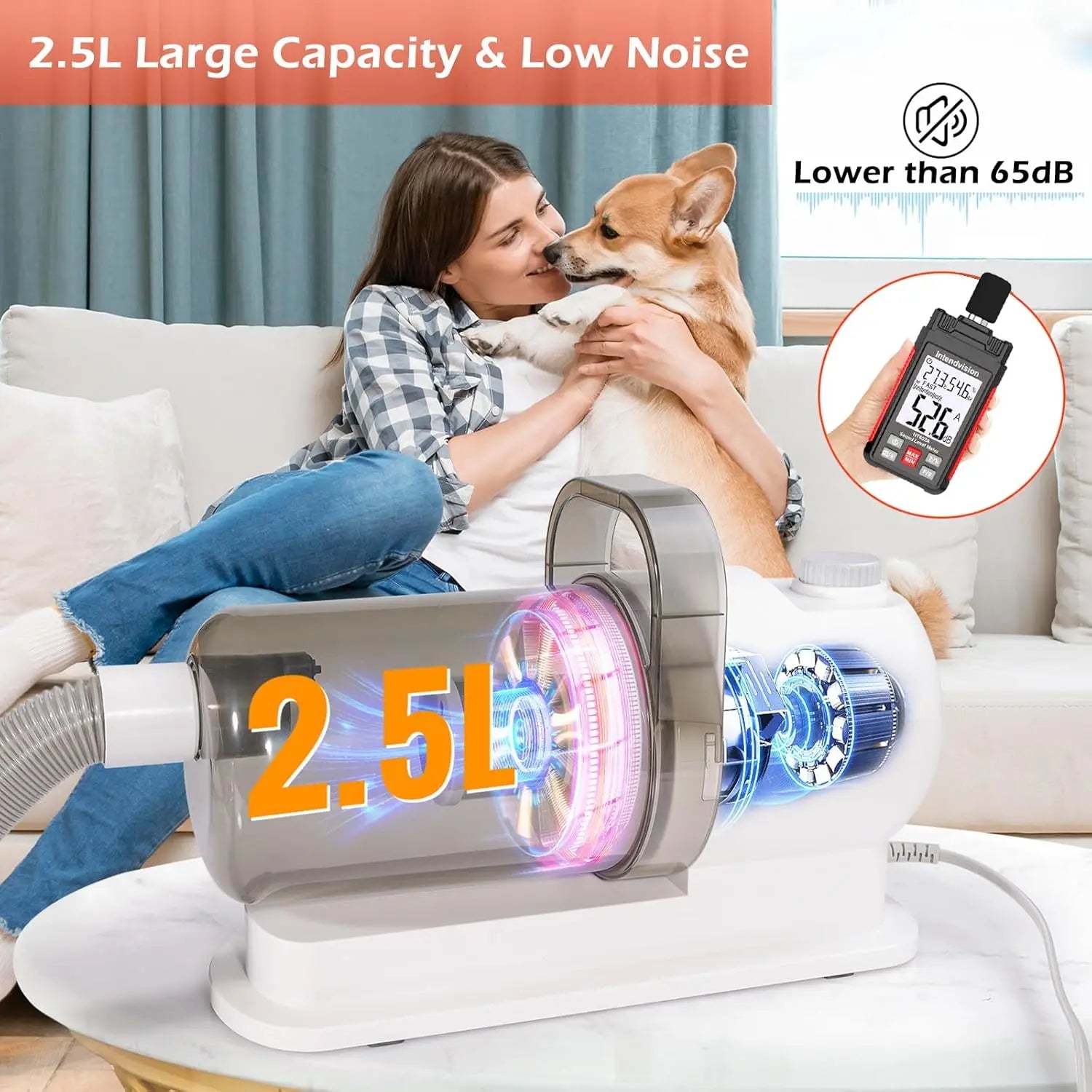 Pet Grooming Vacuum 6-in-1 Kit US plug