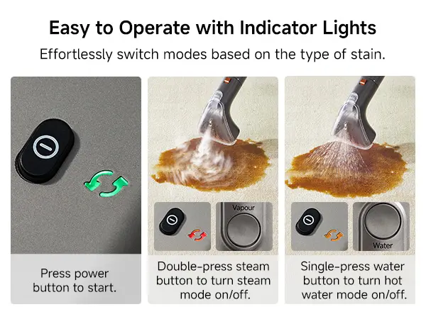 Product Introduction of Uwant B400 Steam Portable Carpet Cleaner , 18Kpa Powerful Spot Cleaner Machine, Upholstery & Sofa Cleaner for Home,Car and Auto Detailer 13