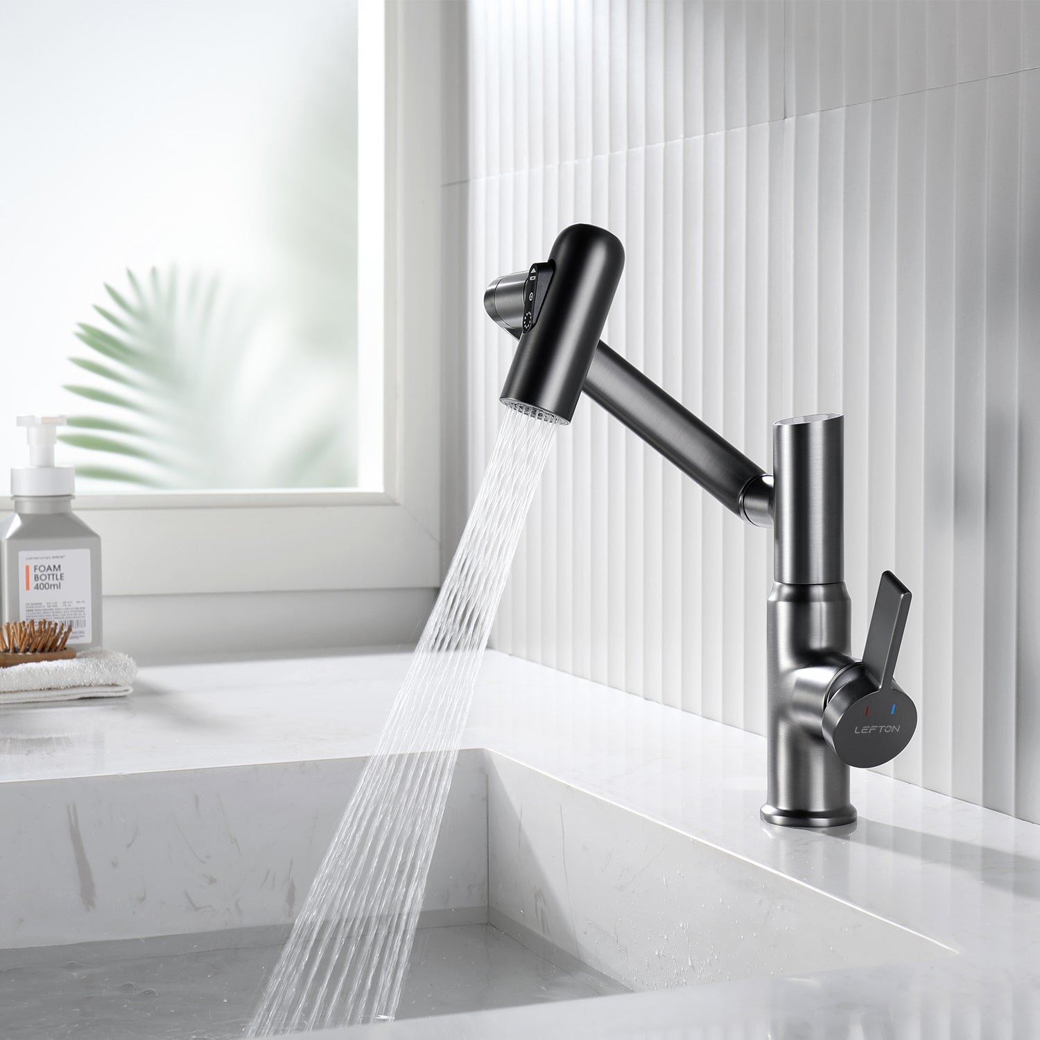 Lefton Single - Hole Rotatable Faucet with Temperature Display - BF2204 - Bathroom Faucets - Lefton Home