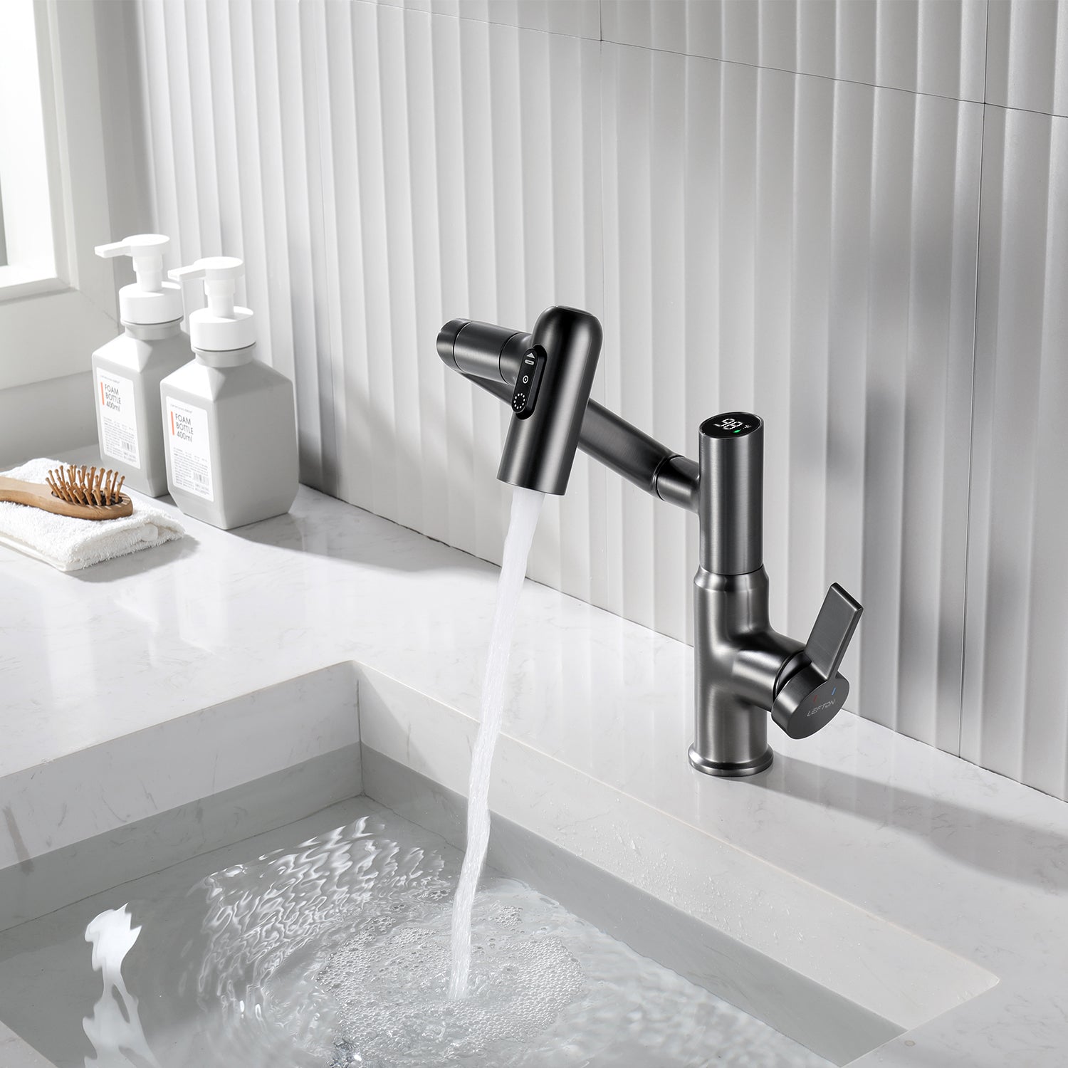 Lefton Single - Hole Rotatable Faucet with Temperature Display - BF2204 - Bathroom Faucets - Lefton Home