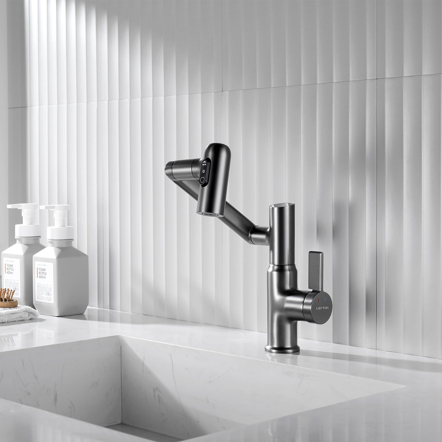Lefton Single - Hole Rotatable Faucet with Temperature Display - BF2204 - Bathroom Faucets - Lefton Home