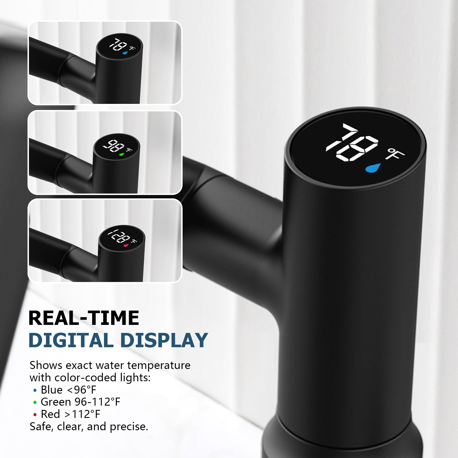 Lefton Single - Hole Rotatable Faucet with Temperature Display - BF2204 - Bathroom Faucets - Lefton Home