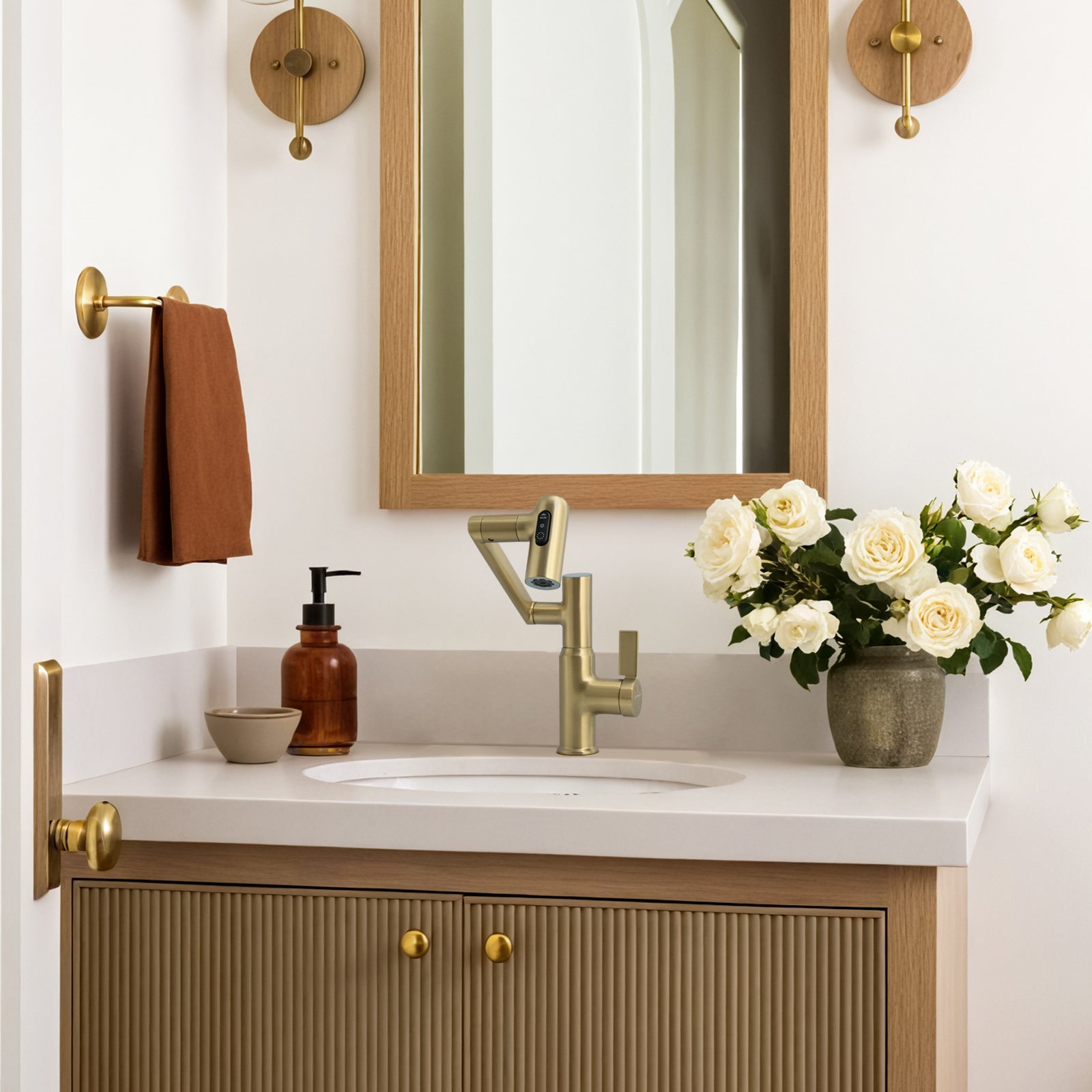 Lefton Single - Hole Rotatable Faucet with Temperature Display - BF2204 - Bathroom Faucets - Lefton Home