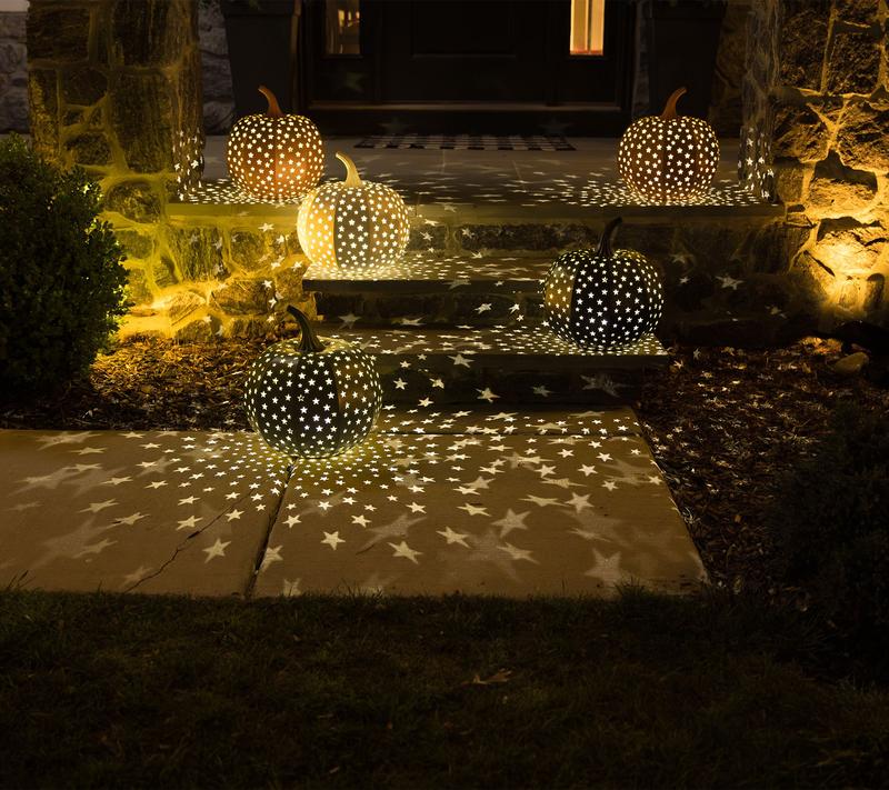 15 Inch Lighted Metal Pumpkin