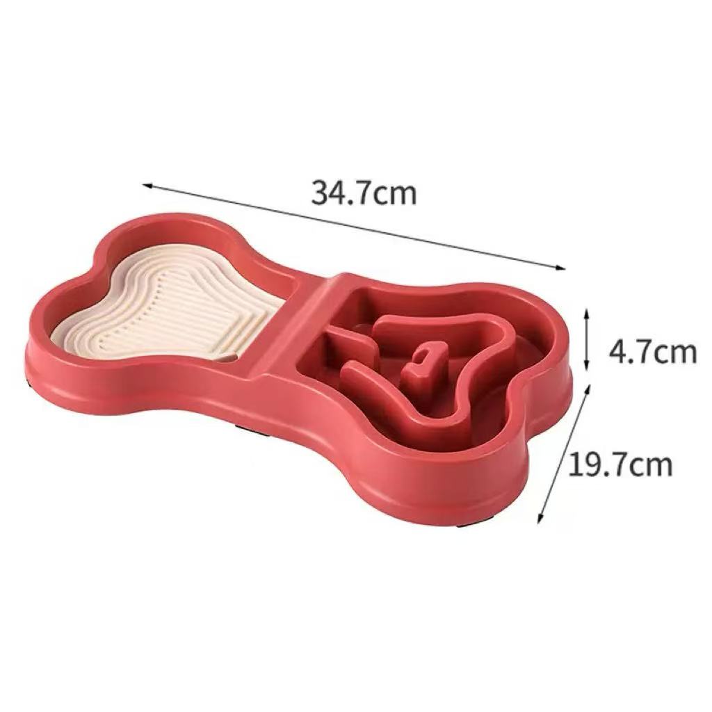 Pet slow-feed bowl - non-slip base, food-grade PP material