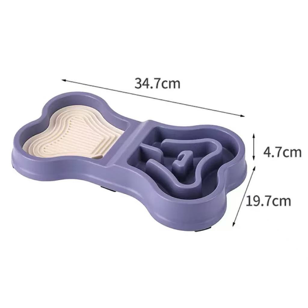 Pet slow-feed bowl - non-slip base, food-grade PP material
