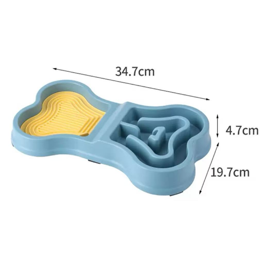 Pet slow-feed bowl - non-slip base, food-grade PP material
