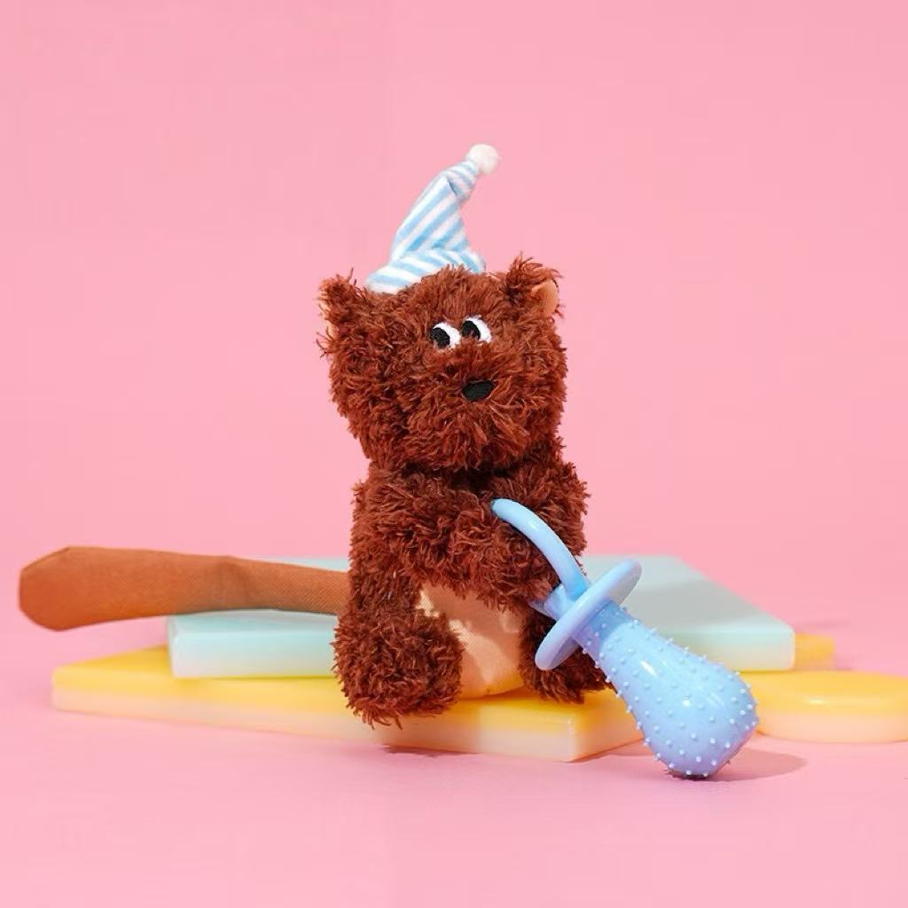 Dogs chewing on toys