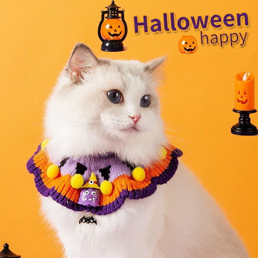 Cat-Halloween Pumpkin Knitted Collar