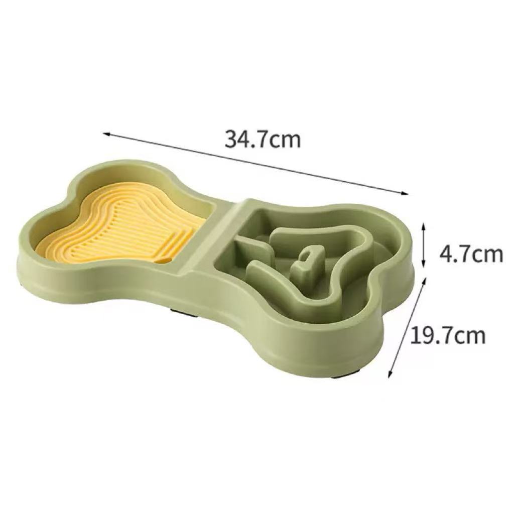 Pet slow-feed bowl - non-slip base, food-grade PP material