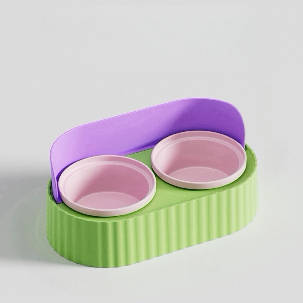 Detachable Double Ceramic Pet Bowls with PP Stand - Spill-Proof, Easy to Clean Cat & Dog Feeder, Food & Water Bowls for Small Pets
