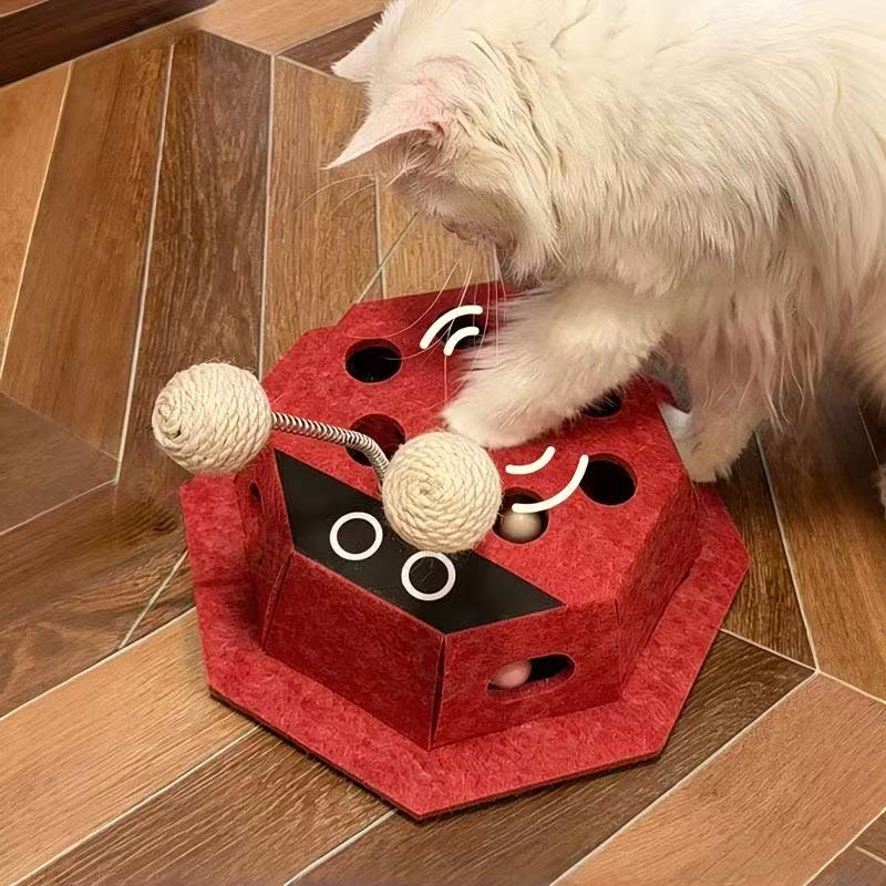 Educational Spring Toy Box — Seven-Spotted Ladybug (Cat Toy)